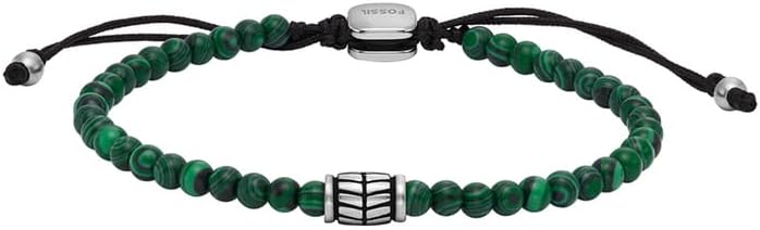 Detalle de Fossil Herren-Edelstahl-Perlenarmband mit Schieberverschluss – poliert, 250 mm