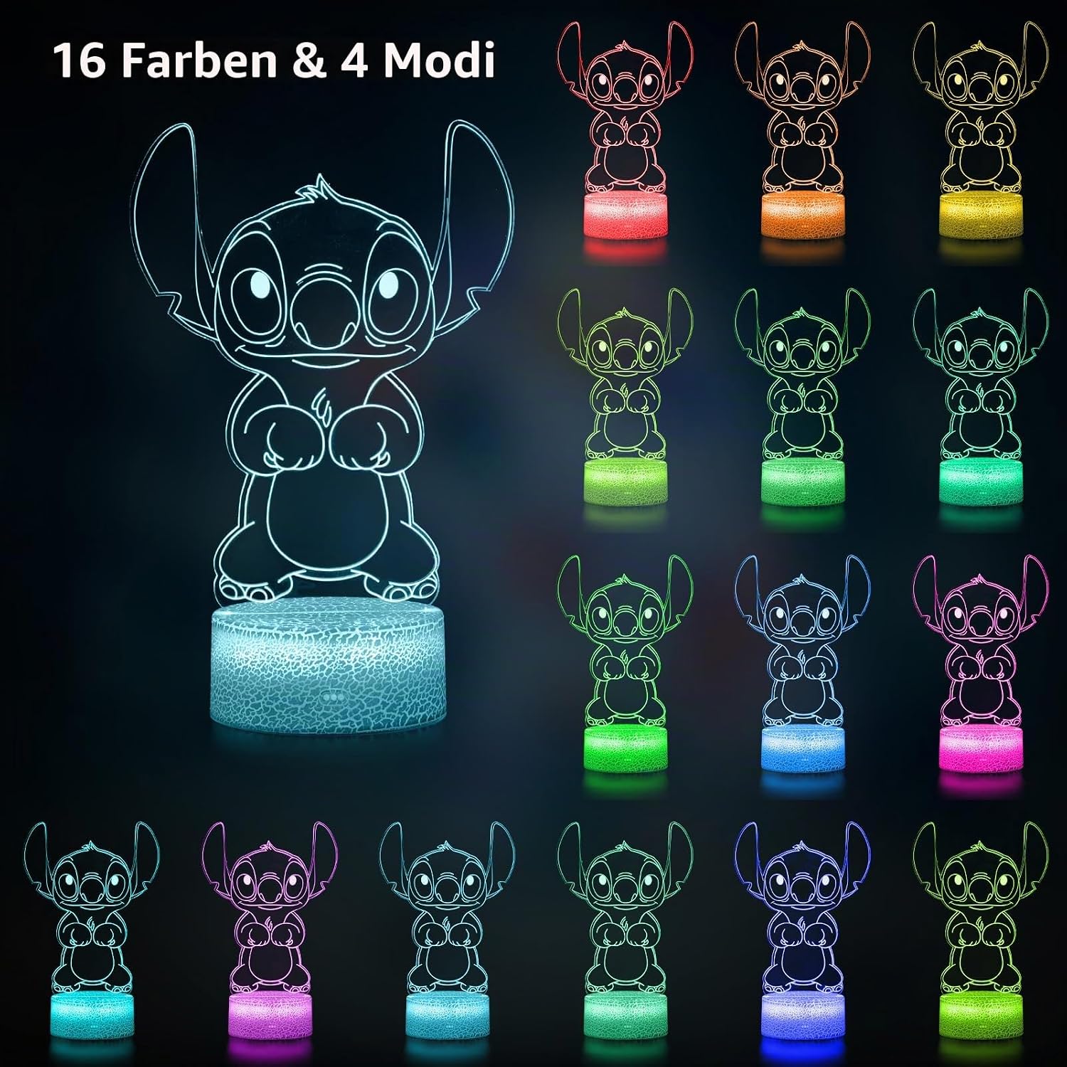 Detalle 2 de Hoofun Stitch Lampe 16 Farben