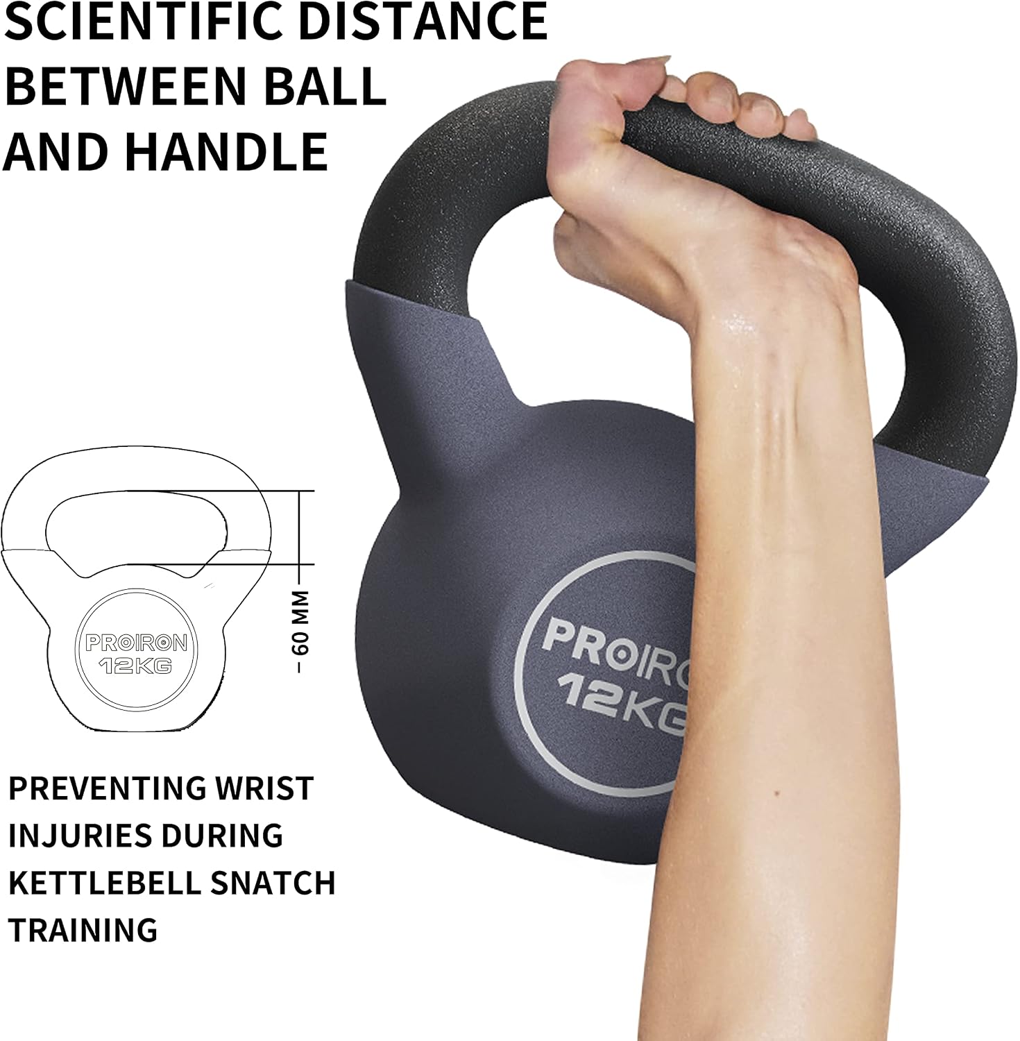 Detalle de PROIRON Cast Iron / Neoprene Coated Kettlebell (4kg–24kg) for Home Gym
