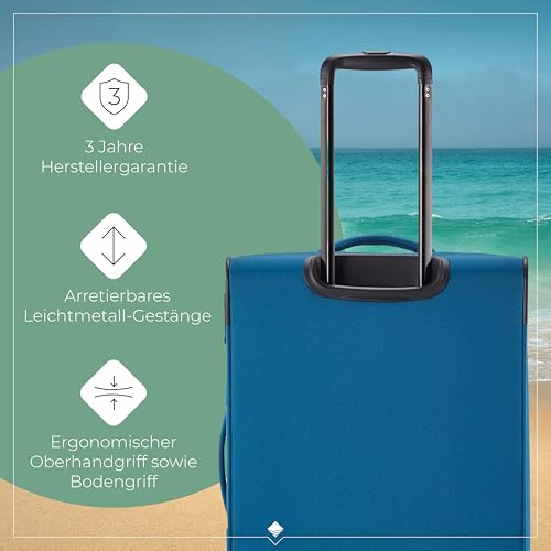 Detalle de Travelite Koffer Chios Größe M: 67 cm, 60–66 Liter, leichter Weichschalen-Koffer mit TSA-Schloss