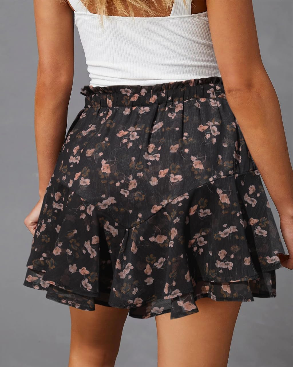 Thumbnail 1 de Aoudery Flowy Shorts for Women Boho Floral Skorts with Butterfly Chiffon-Style Ruffle Hem