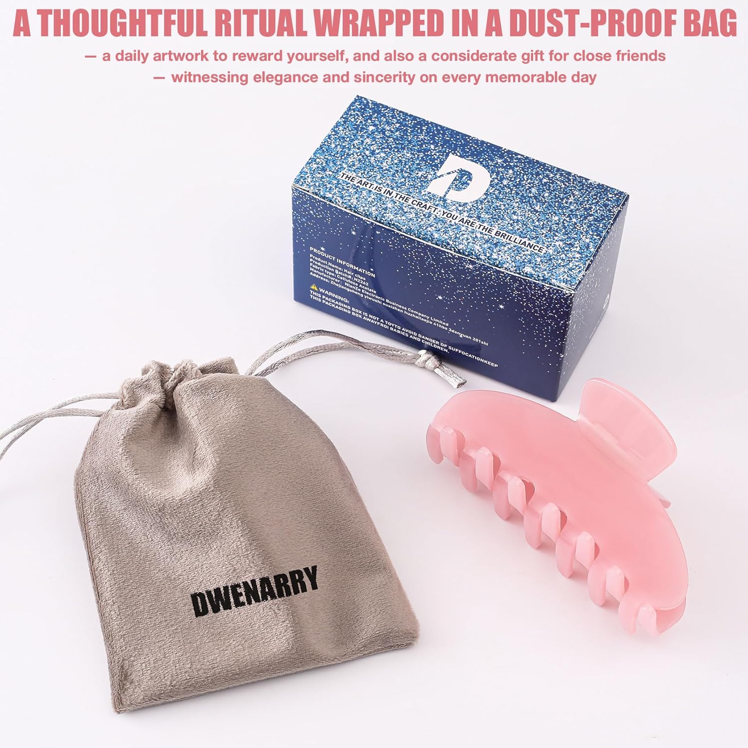 Thumbnail 4 de Dwenarry Groß Haarspange aus Acetat, rosa – rutschfest, 10 cm Zinken, für dickes & dünnes Haar
