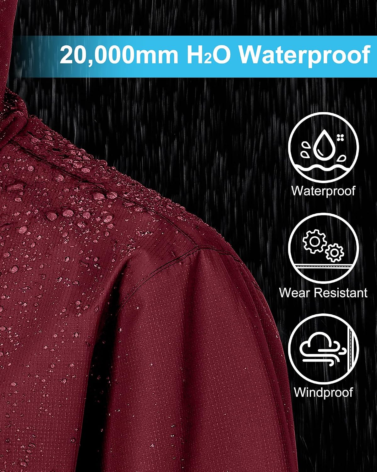Detalle de Tyhengta Women’s Waterproof Rain Jacket (Packable, Hooded) with Zip Pockets