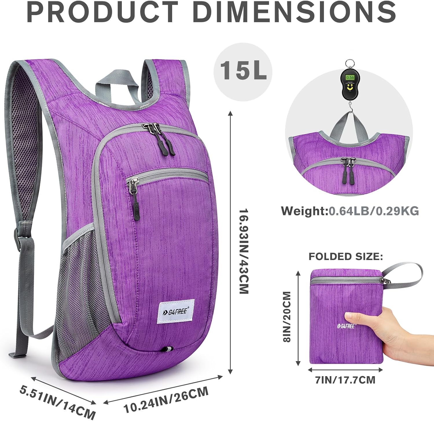 Thumbnail 1 de G4Free 10L/15L Lightweight Foldable Hiking Backpack