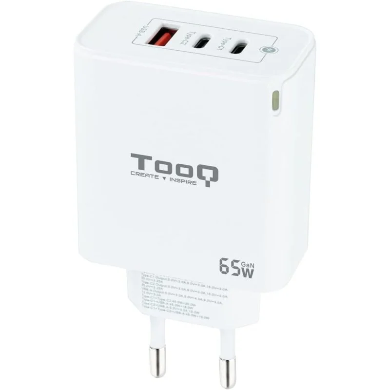 Detalle de TooQ TQWC-GANQC2PD65WT Cargador 65 W blanco