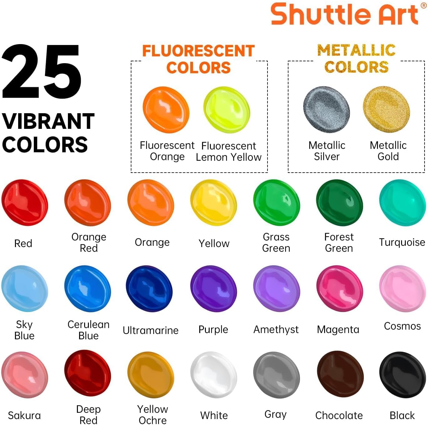 Detalle de Shuttle Art Acrylic Paint Set 25 Colours 60ml