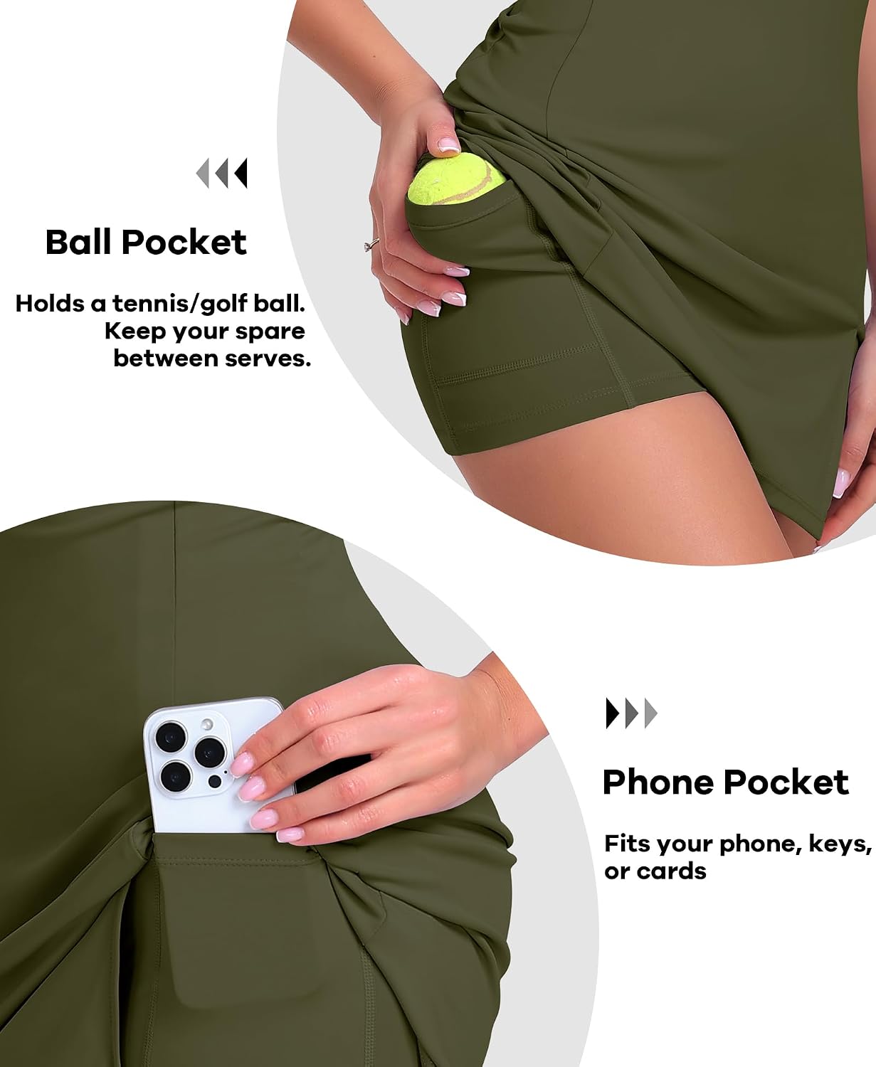 Detalle 1 de JoyGirl Women’s Tennis Dress with Built-In Shorts, Pockets and Side Slit