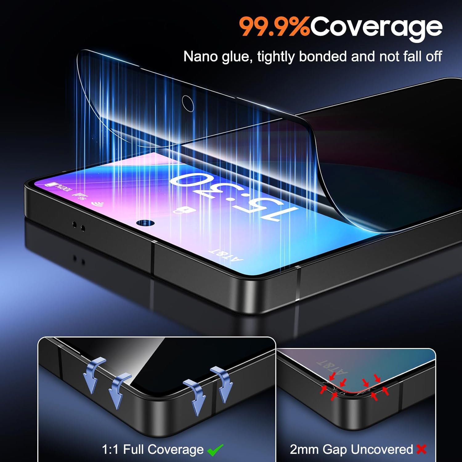 Thumbnail 5 de UniqueMe for Samsung Galaxy S25 Ultra Privacy Screen Protector (2-Pack) with Anti-Spy PET Film