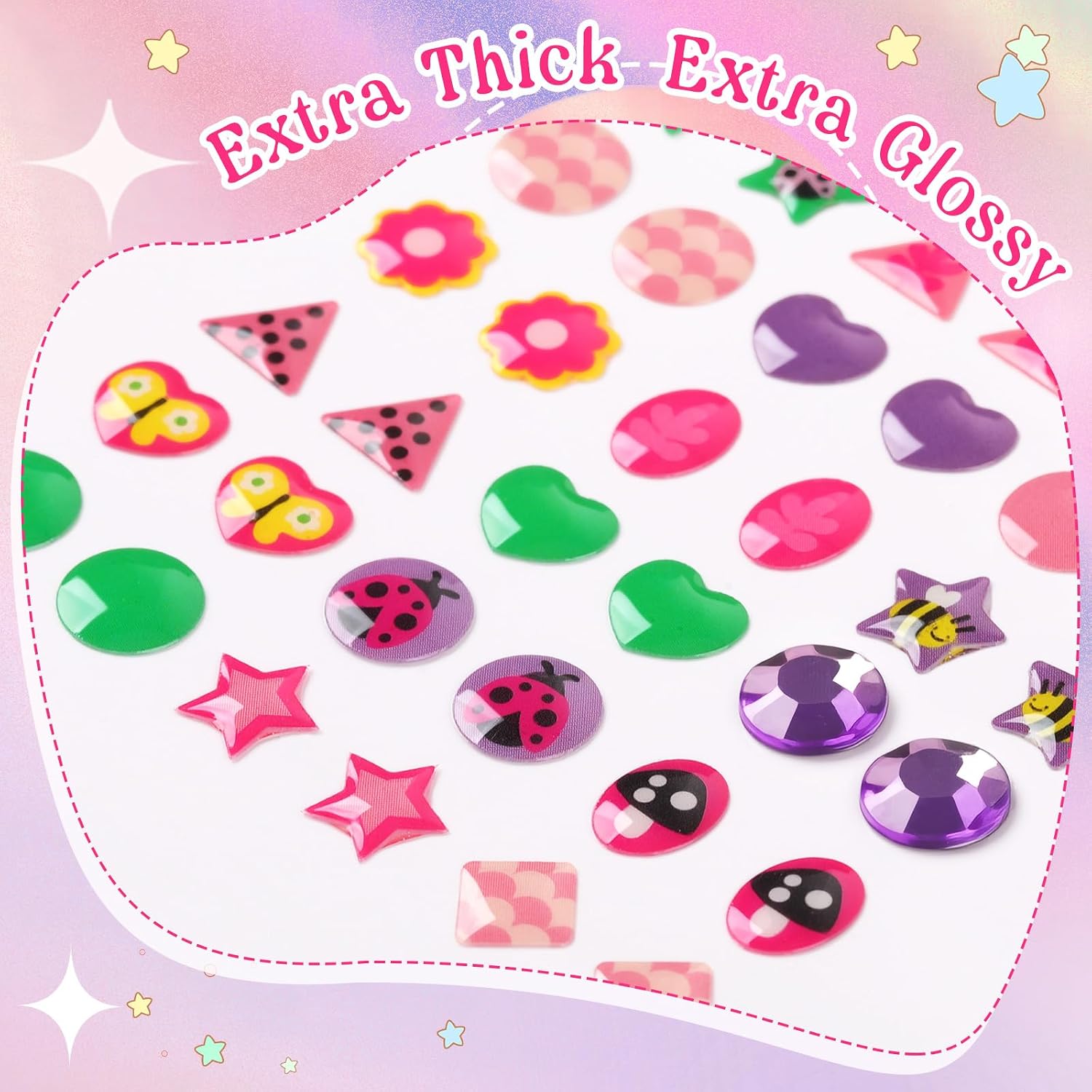 Thumbnail 4 de AUGSUN 954621 Stick-On Earrings, 240 3D Glitter Gems on 4 Sheets