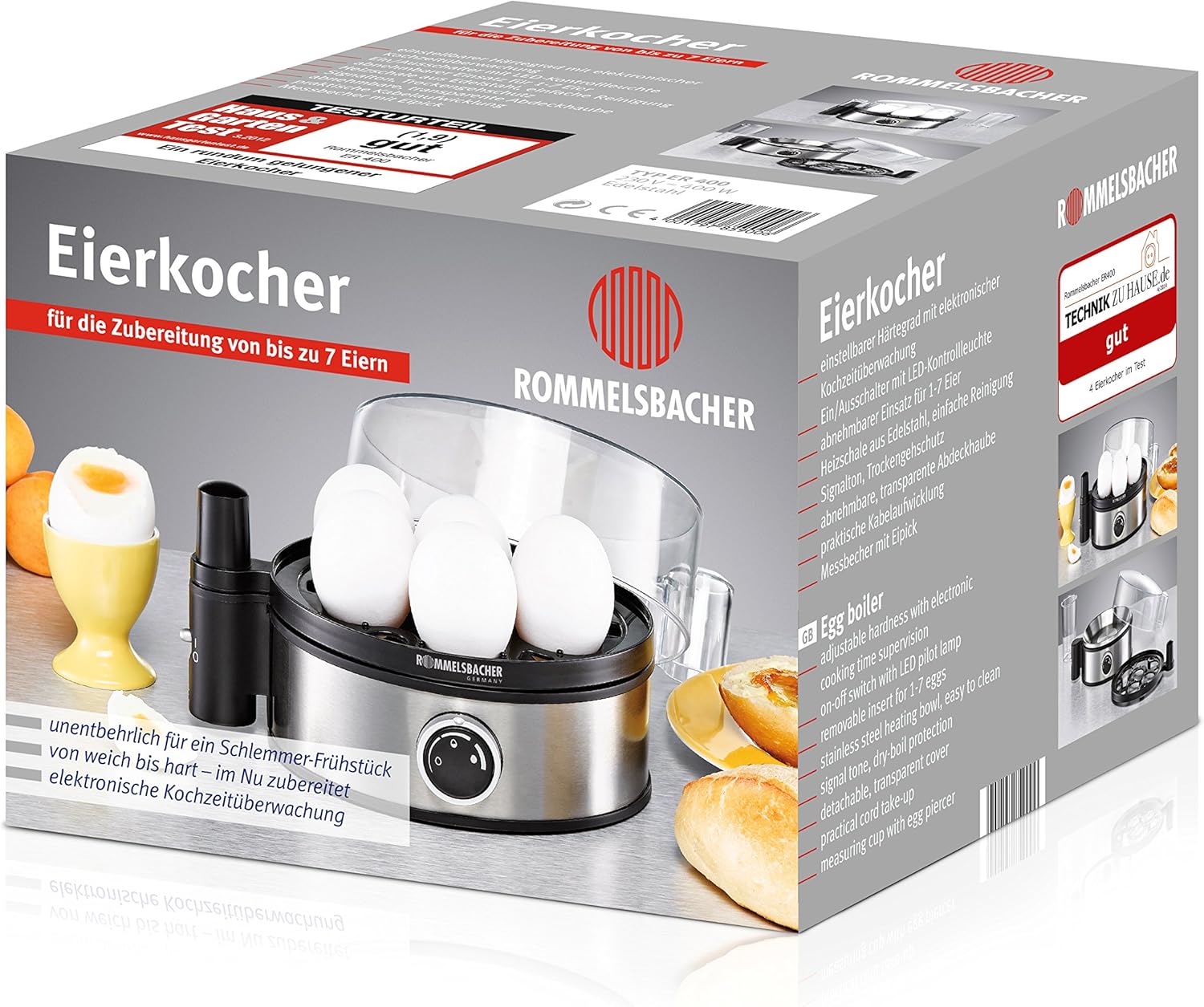 Thumbnail 6 de ROMMELSBACHER Eierkocher ER 400 – 1–7 Eier, einstellbarer Härtegrad, 400 W