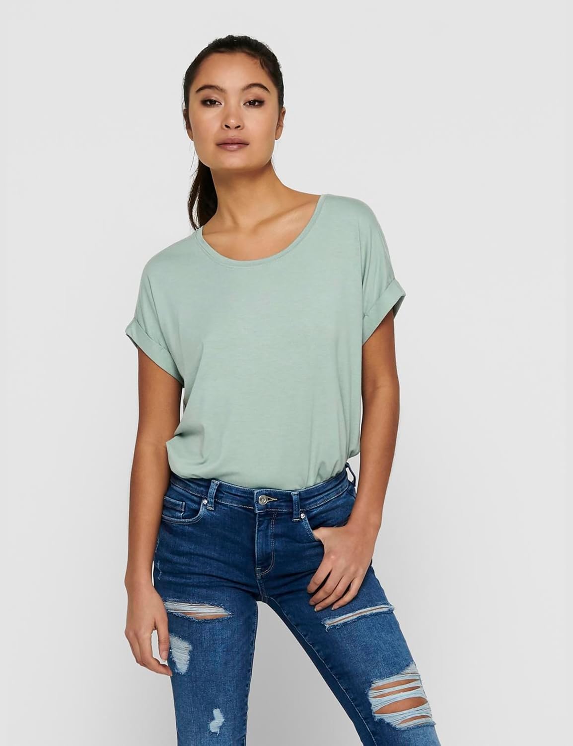 Thumbnail 1 de ONLY Top ONLMOSTER Top – Coupe décontractée, manches courtes, revers sur les deux manches
