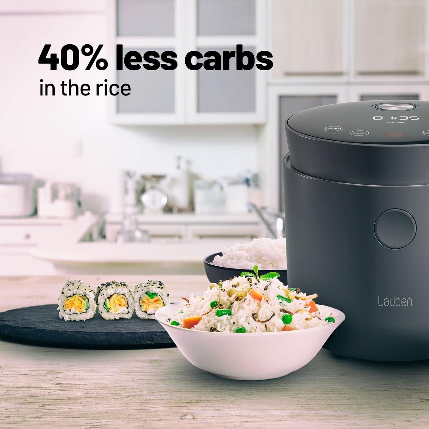 Detalle de Lauben Low Sugar Rice Cooker (1,5 l) : cuiseur à riz avec fonction faible en sucre et maintien au chaud