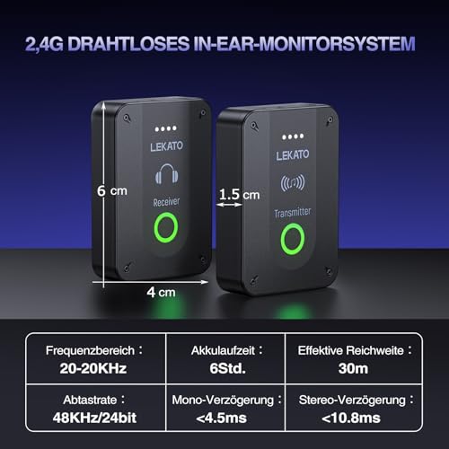 Thumbnail 6 de LEKATO MS-02 Drahtloses In-Ear Monitoring System – 2.4G, Mono/Stereo, 4 Empfänger