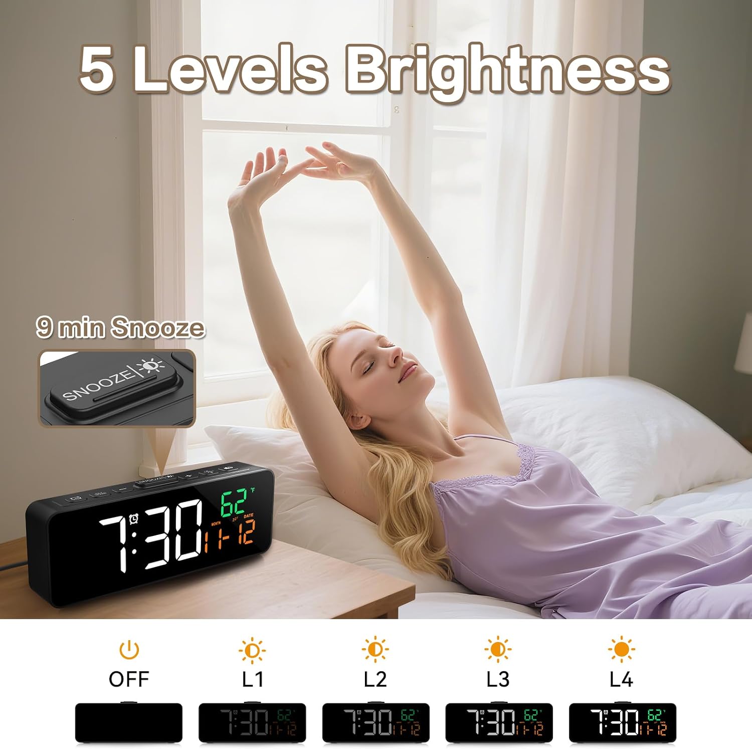 Thumbnail 5 de Netzu 3-in-1 Digital Clock with Temperature 1️⃣🕰