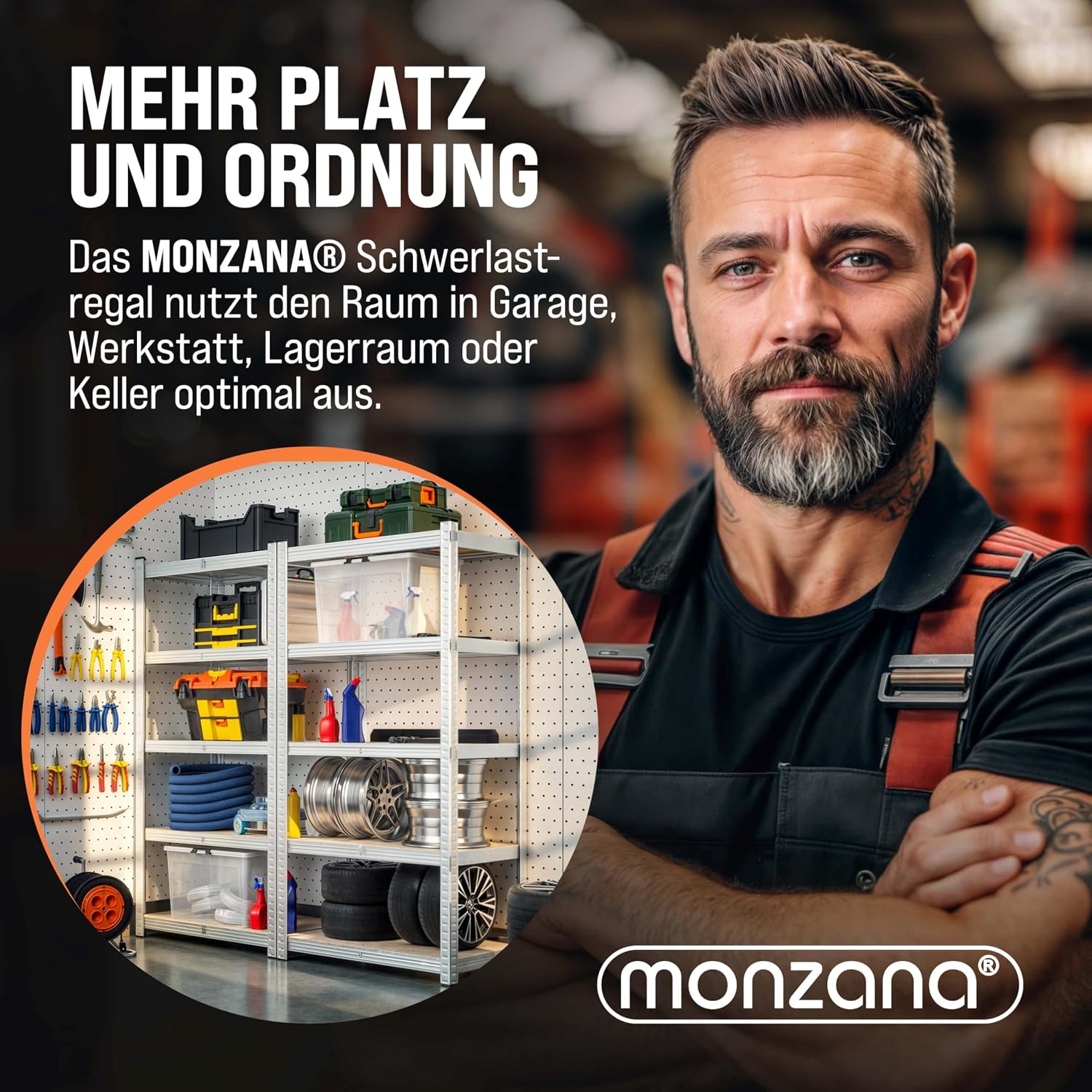 Thumbnail 6 de Monzana 2er Set Schwerlastregal 180x90x40 cm – verzinkter Stahl, tragfähig bis 875 kg
