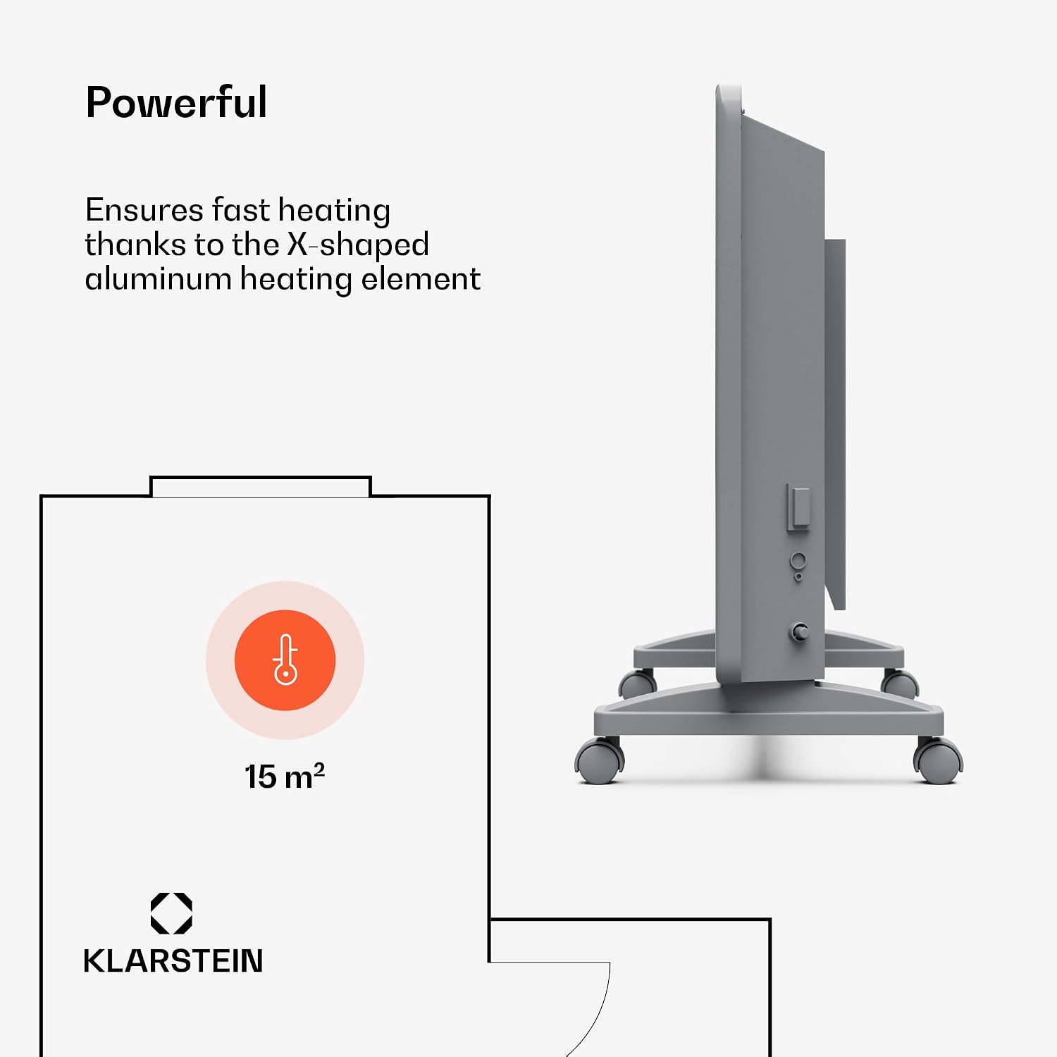 Detalle de Klarstein Bansin Smart – grzejnik konwektorowy 1500 W z aplikacją i kółkami