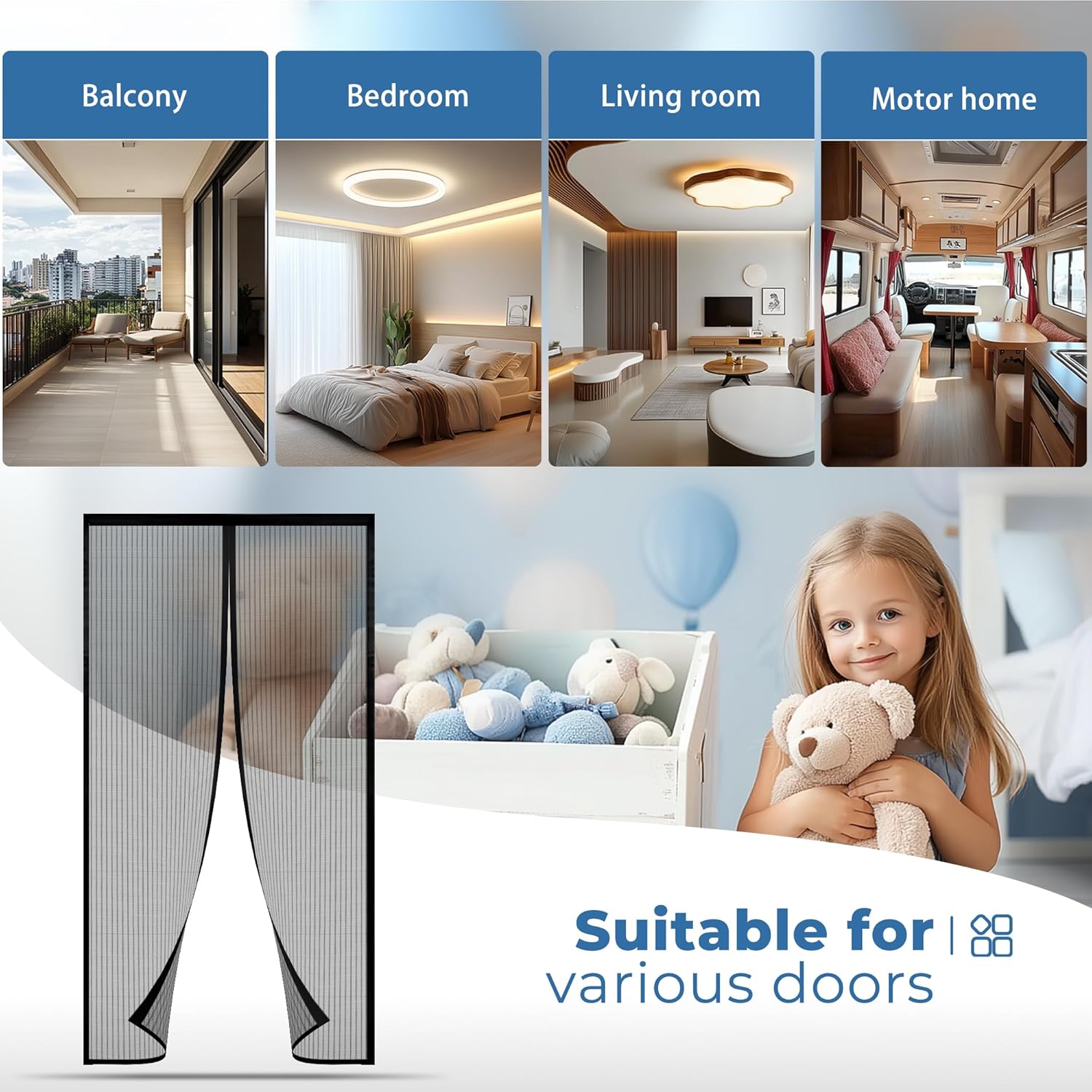 Thumbnail 5 de LUYANXY Zanzariera magnetica 160x250 cm – protezione efficace e facile da montare per porte e finestre