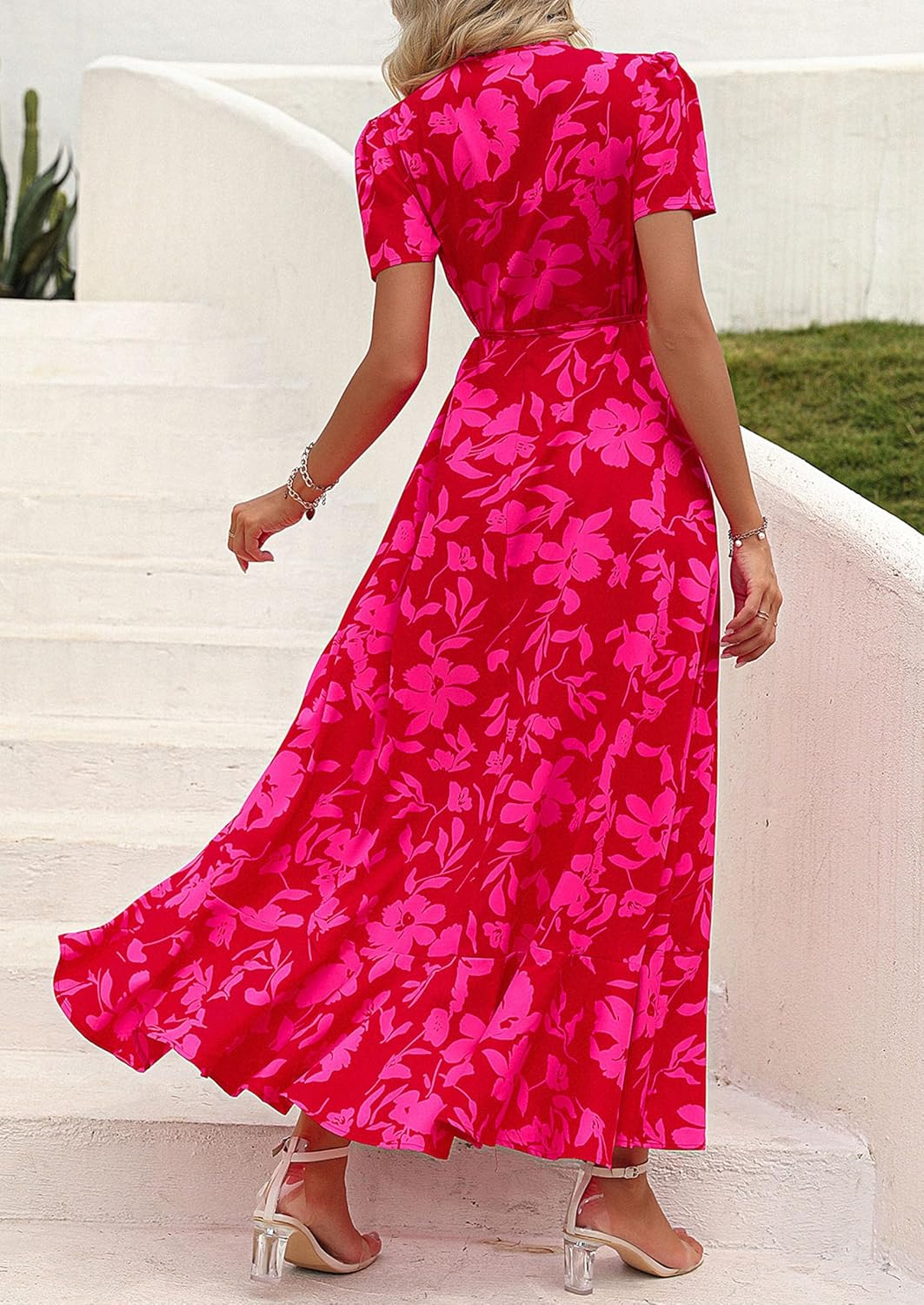 Thumbnail 4 de PRETTYGARDEN Women's Boho Floral Maxi Dress: V-Neck Wrap Comfort for Summer to Beyond
