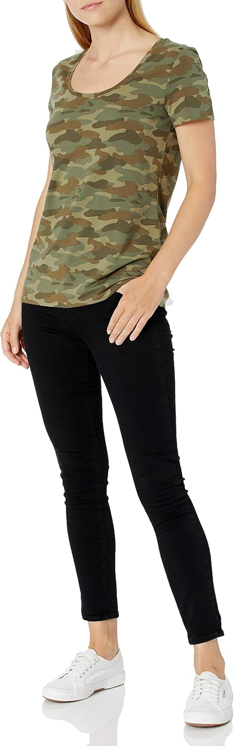 Thumbnail 4 de Amazon Essentials Damen Regular-Fit Kurzarm-T-Shirt mit U-Ausschnitt – 2er-Pack (In Übergröße erhältlich)