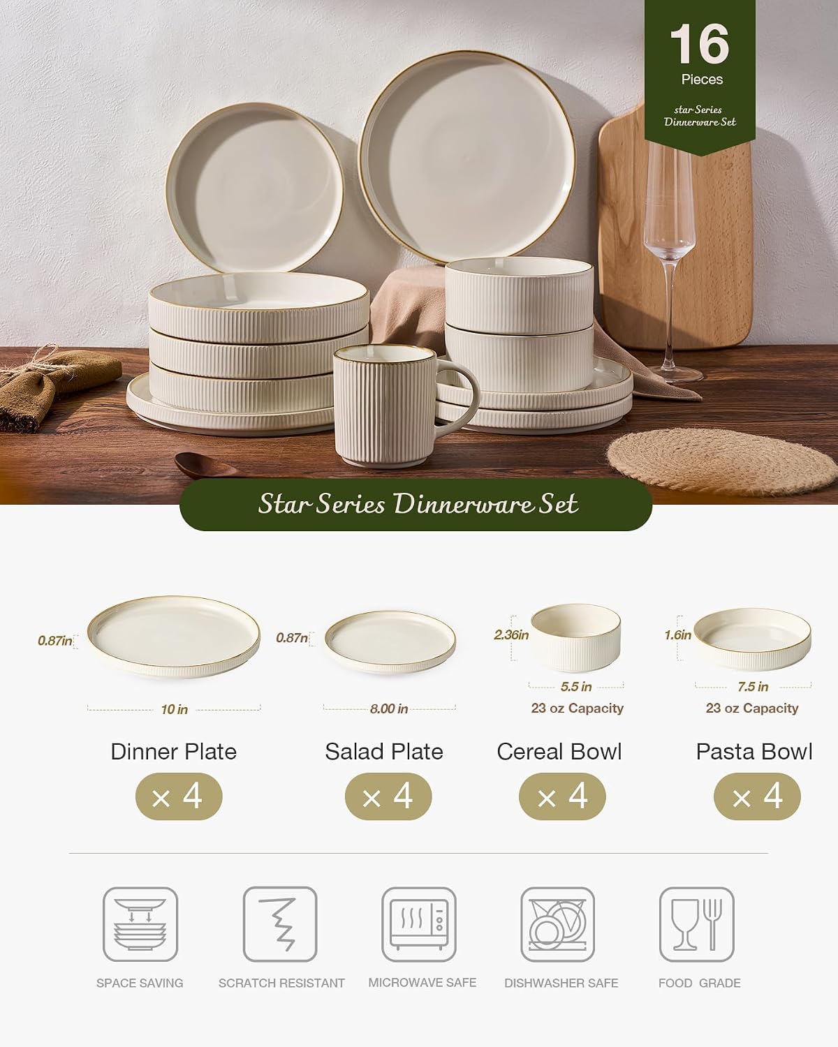 Detalle de Famiware Star Dinnerware Set 16pc dinnerware 🍽