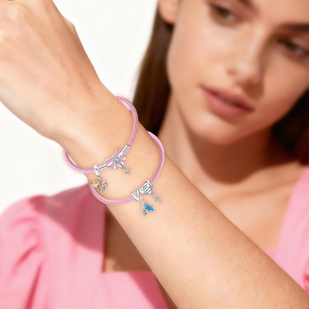 Detalle de LMLMECREA Damen Charm-Armband aus 925 Sterling Silber mit Rosegold-Verschluss – Bettelarmband für Charms