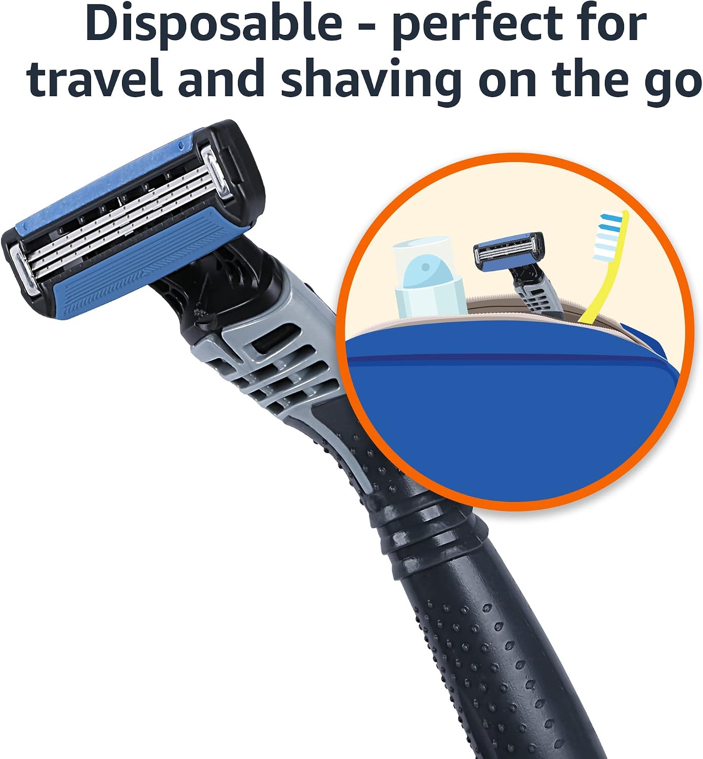 Detalle de Amazon Basics 3-Blade Disposable Razors for Men (6 Count, 2 Packs of 3) – Close, Comfortable Shave