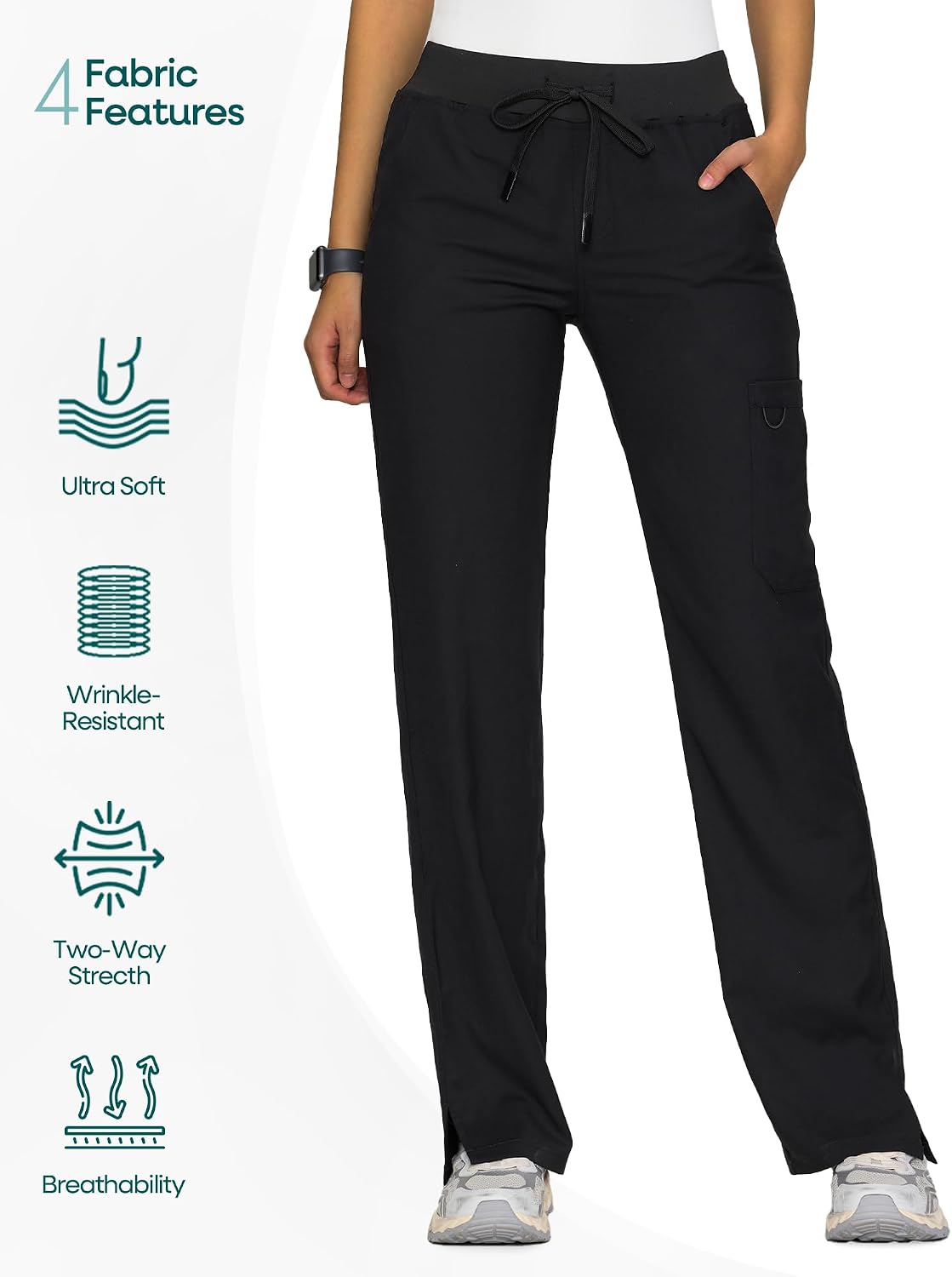 Thumbnail 4 de floralhue Women's Scrub Pants, Straight-Leg with 3 Pockets and Drawstring Waist