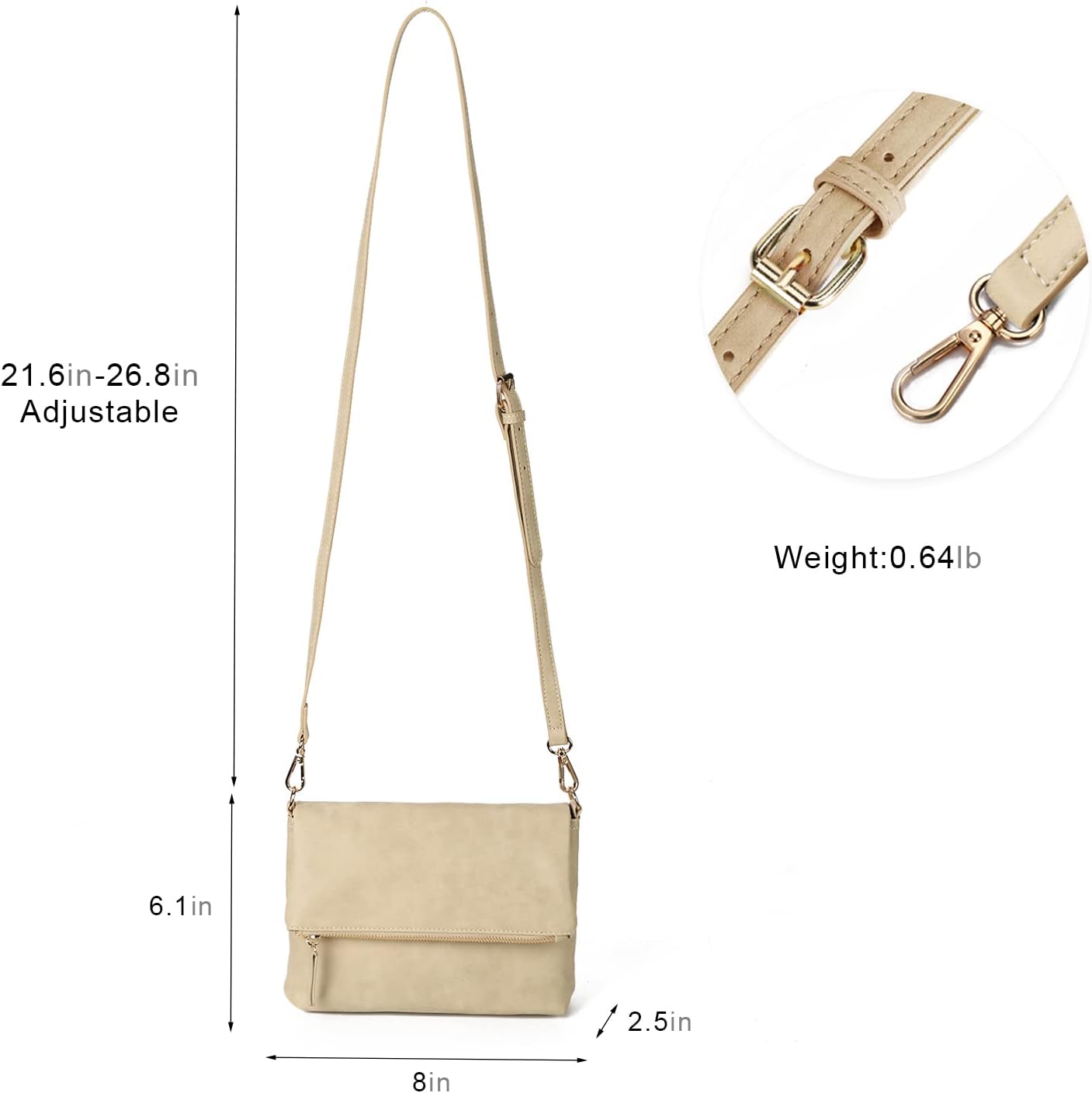 Thumbnail 2 de Gladdon sac à bandoulière pour femme – petit sac tendance rétro avec bandoulière amovible et fermeture éclair en métal