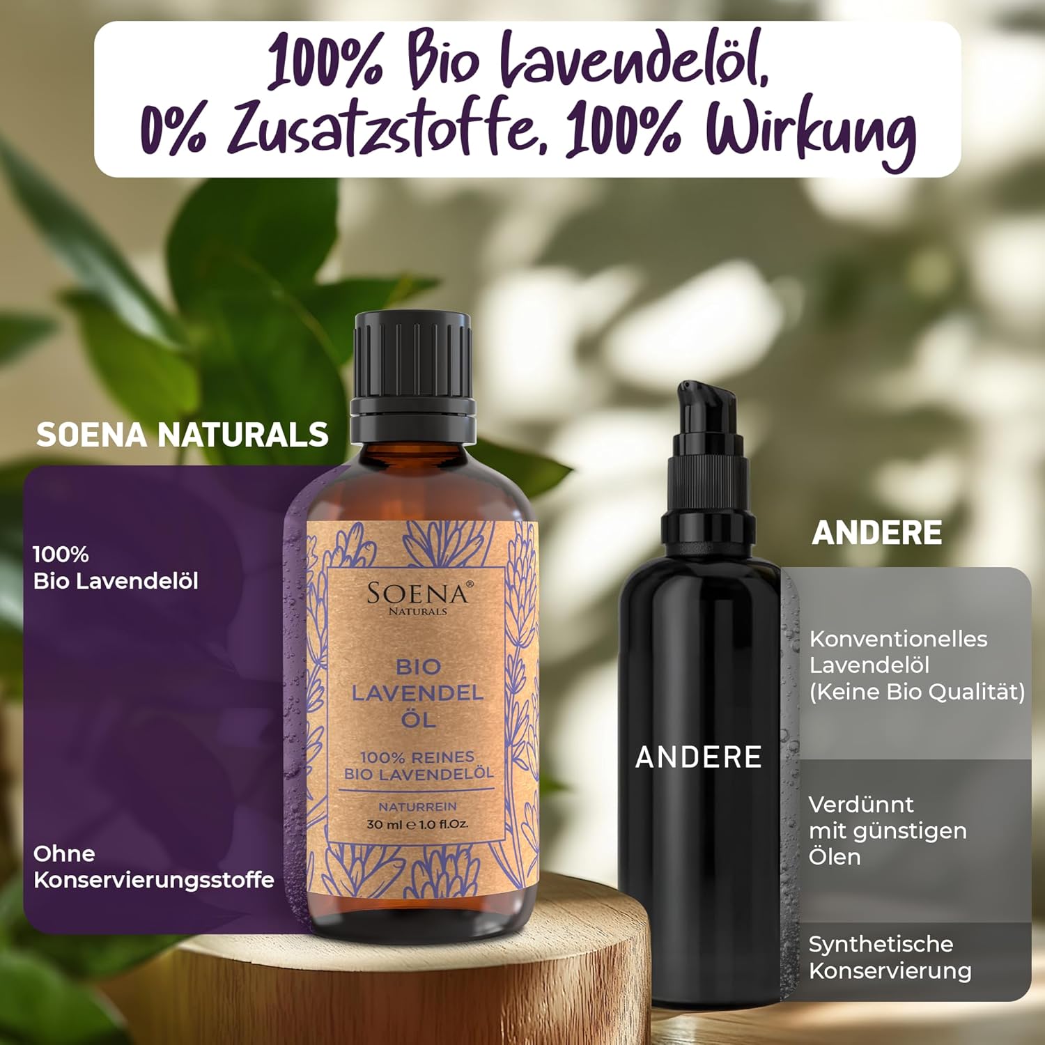 Detalle de BIO Lavendelöl Ätherisches Öl – 100% naturrein, BIO-zertifiziert, Lavendula Angustifolia