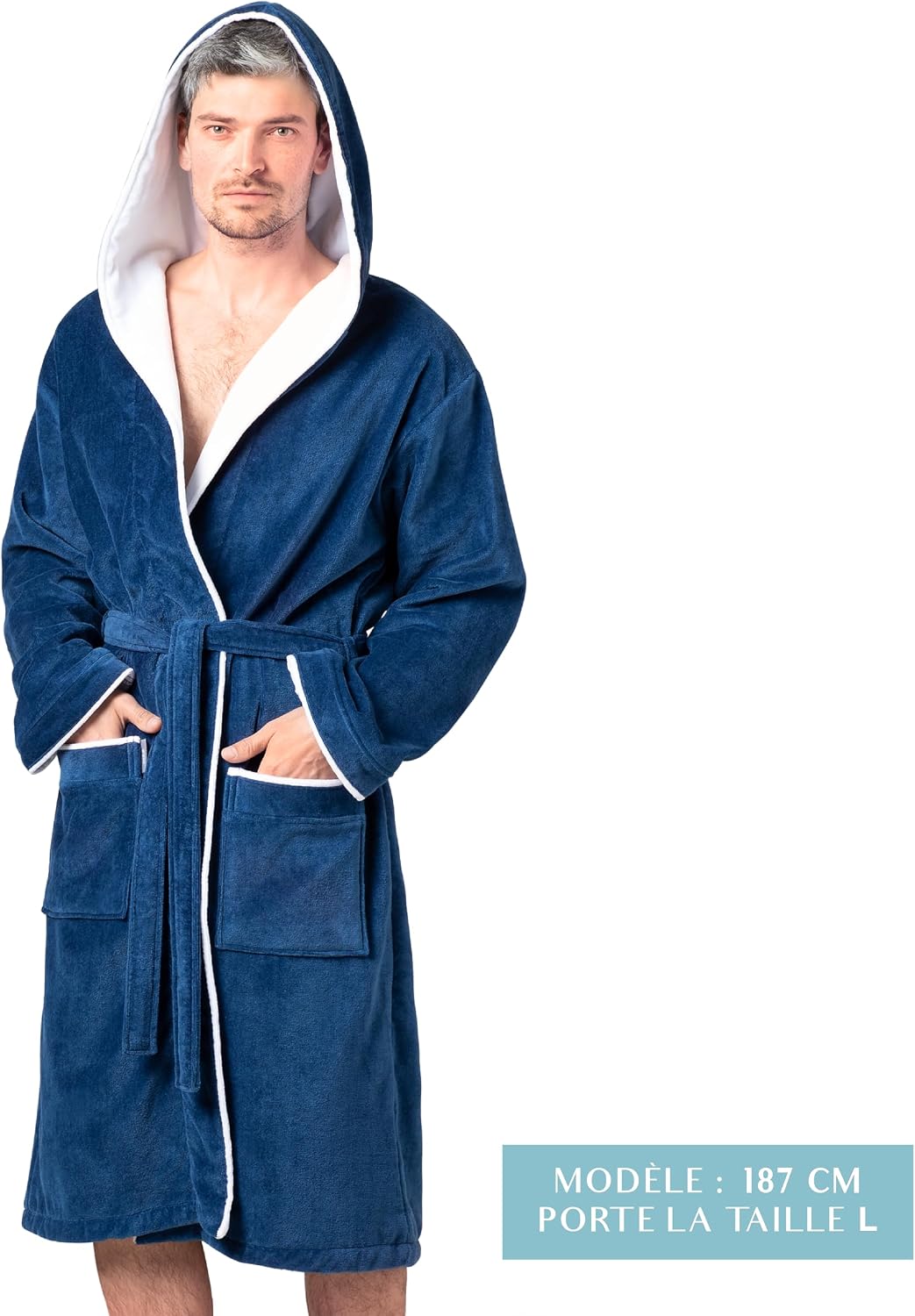 Detalle de Twinzen Peignoir homme en éponge à capuche 350