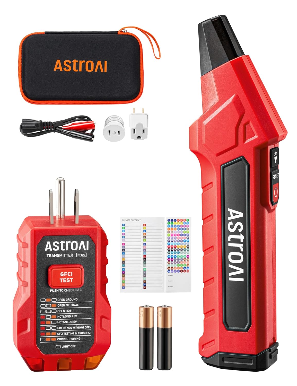 Detalle de AstroAI ABCBFET120BK Circuit Breaker Finder with GFCI Tester and LED Indicators