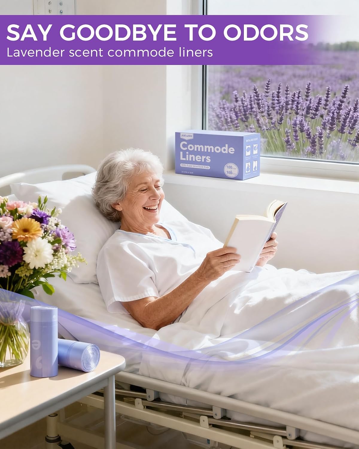 Thumbnail 4 de 30 Pcs Bedside Commode Liners with Absorbent Pads – Leak-Proof, Odour-Controlled, Lavender Scented