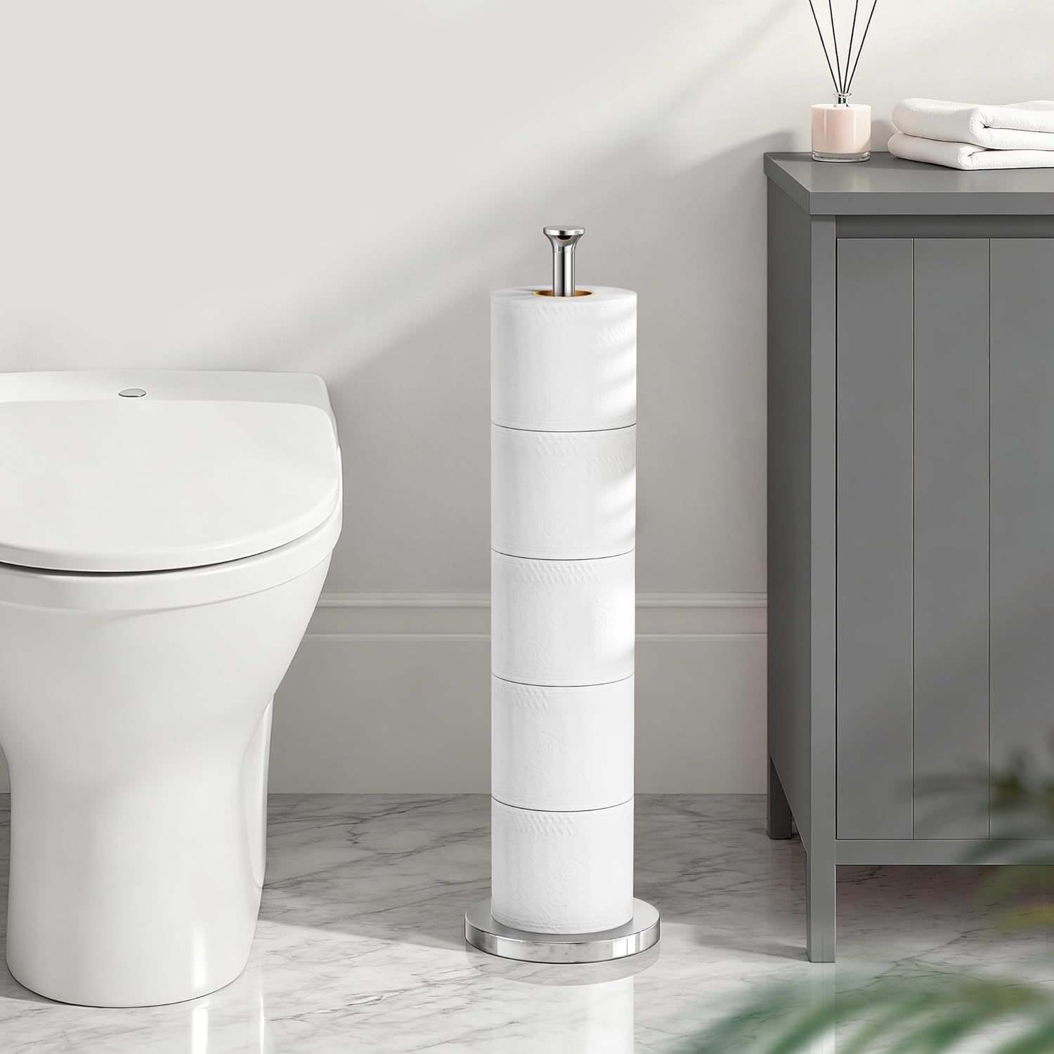 Thumbnail 6 de niffgaff Free-Standing Toilet Roll Holder (Stainless Steel, Modern Design) – Stores Spare Rolls