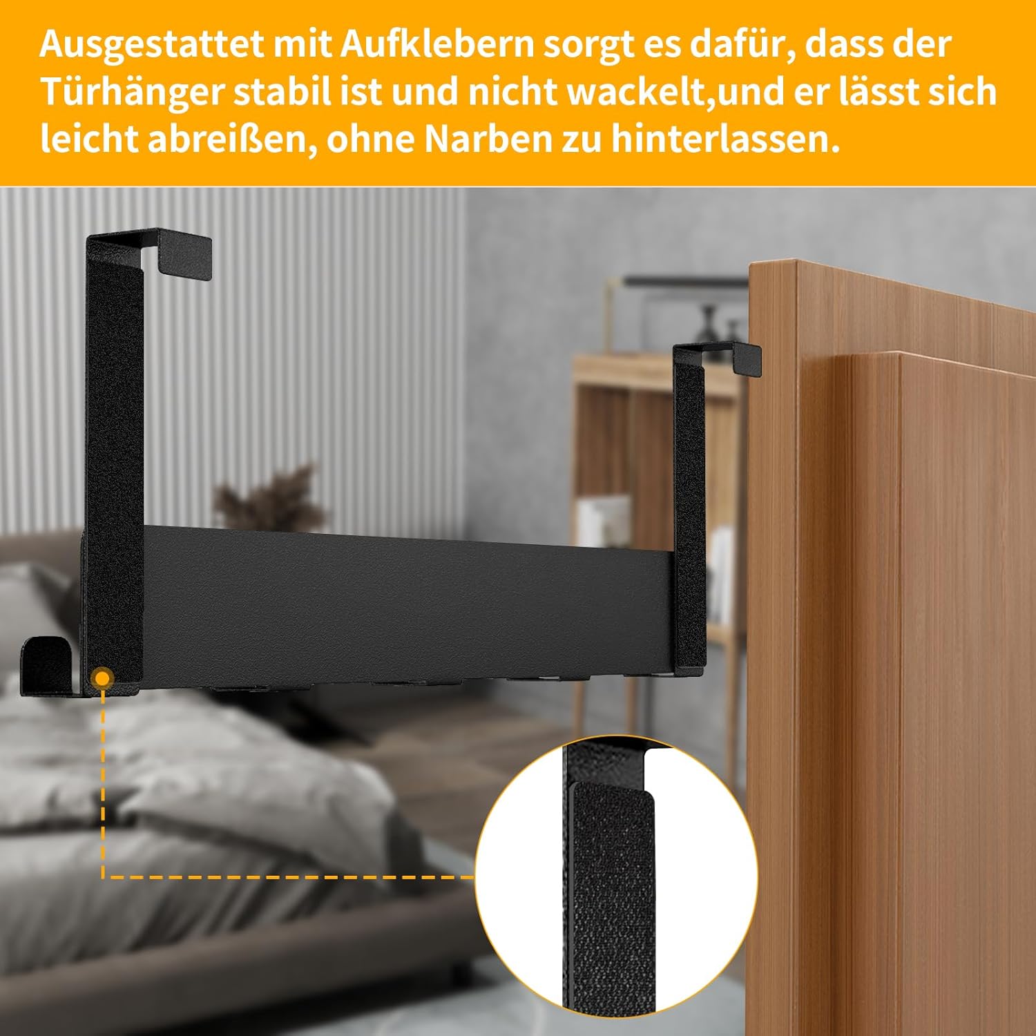 Detalle de Gypie Türhaken zum Einhängen (2 Stück) aus mattem Schwarz, mit 6 Haken pro Set