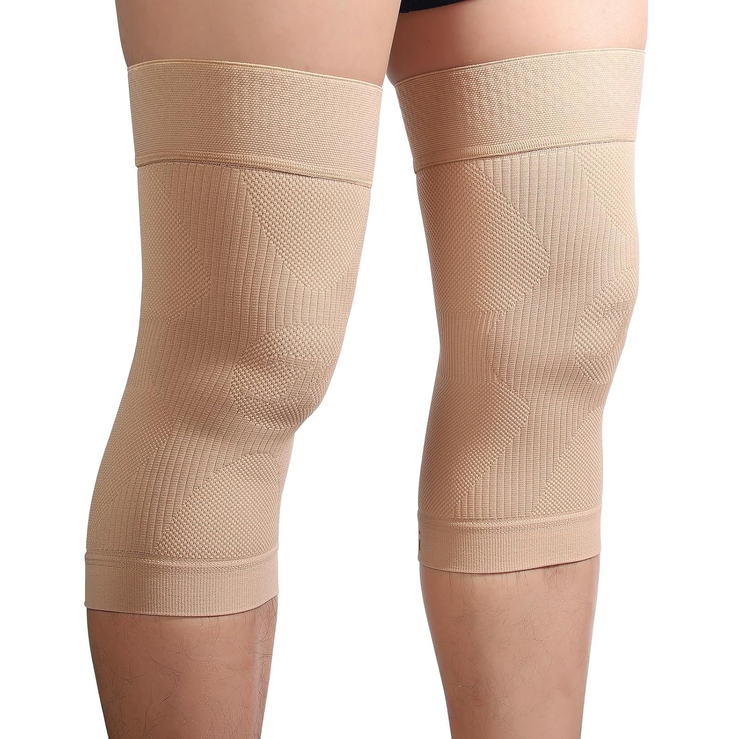 Detalle de KEKING XX-Large Knee Compression Sleeves, Beige Unisex Pair
