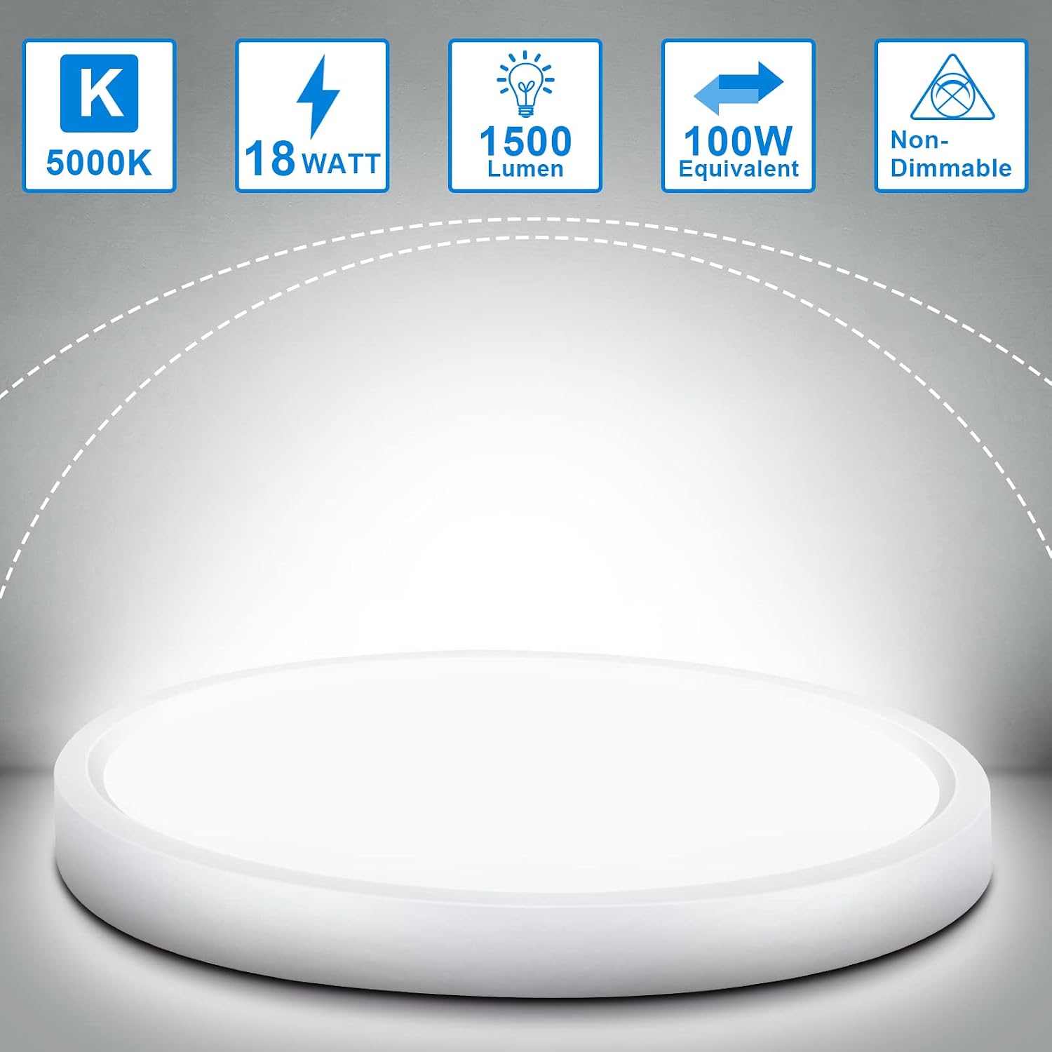 Thumbnail 2 de Defurhome Bathroom Ceiling Light Ø22CM 18W 1500LM, 5000K IP54 (Flush, Dome, White)