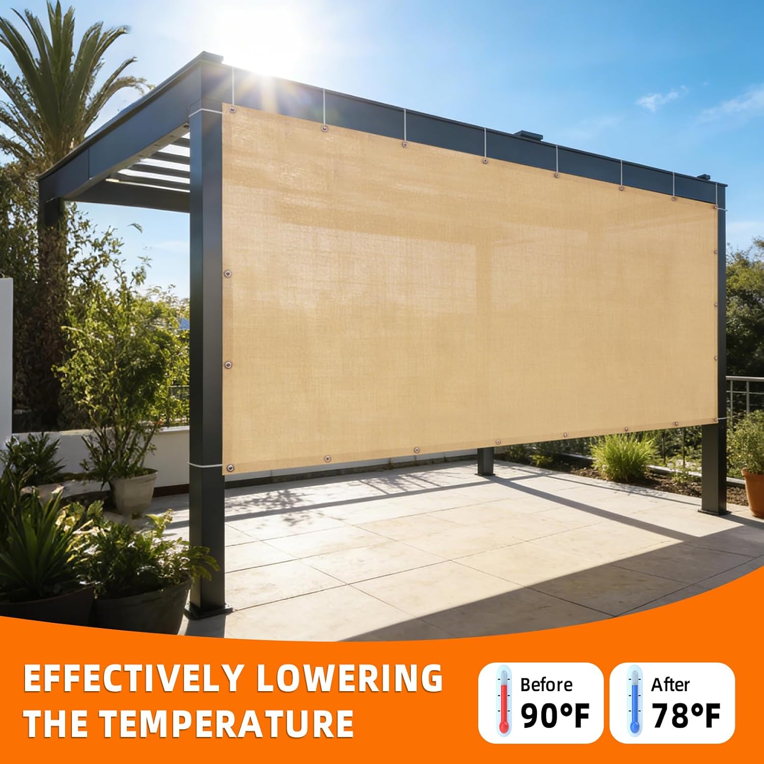 Detalle 2 de JUNFLYING Shade Cloth 8x25 ft