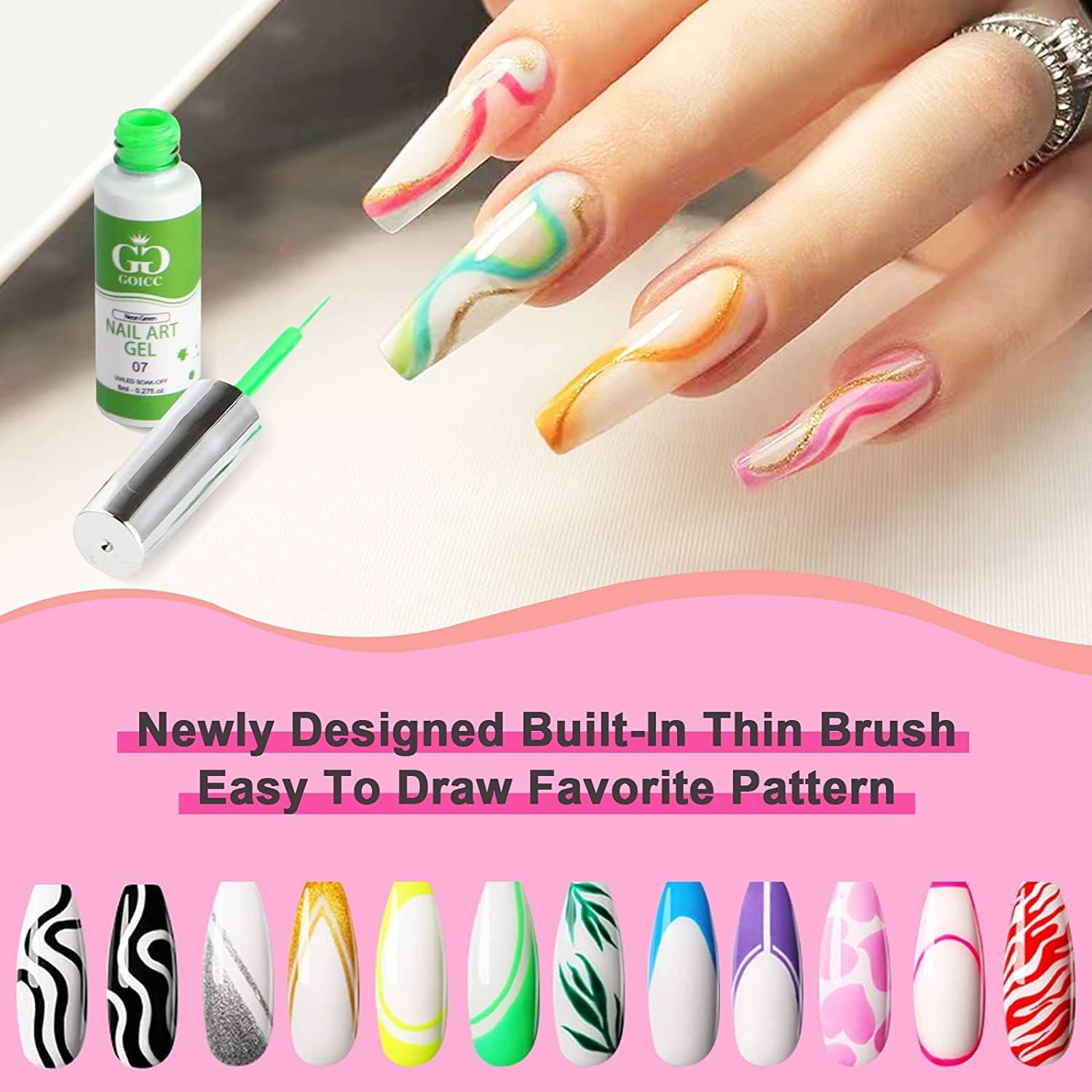 Detalle 2 de GOICC Ensemble de Vernis à Ongles Gel Art – Kit 12 couleurs avec pinceau fin