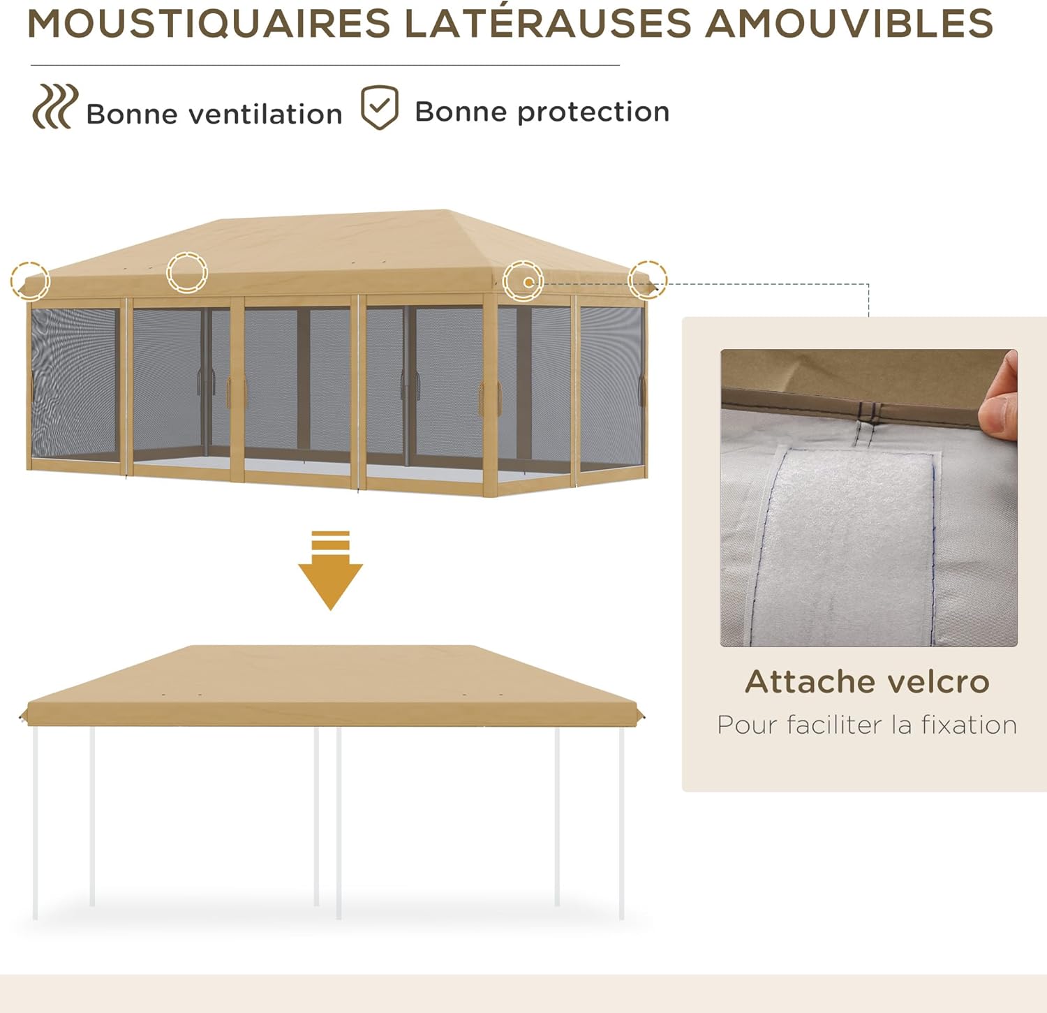 Thumbnail 4 de Outsunny Tonnelle Pliante 5,85 x 2,95 x 2,70 m — tonnelle de jardin pliante, moustiquaires amovibles et sac de transport