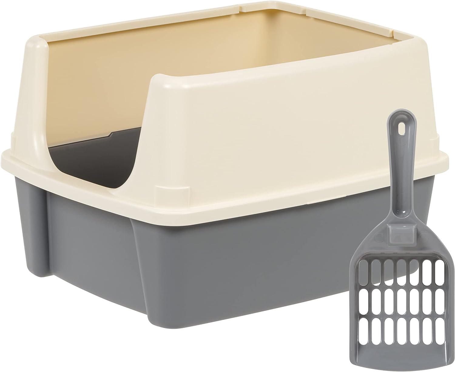 Detalle de Amazon Basics 355558 Large Cat Litter Box, High Sides, Open Top, Scoop Storage
