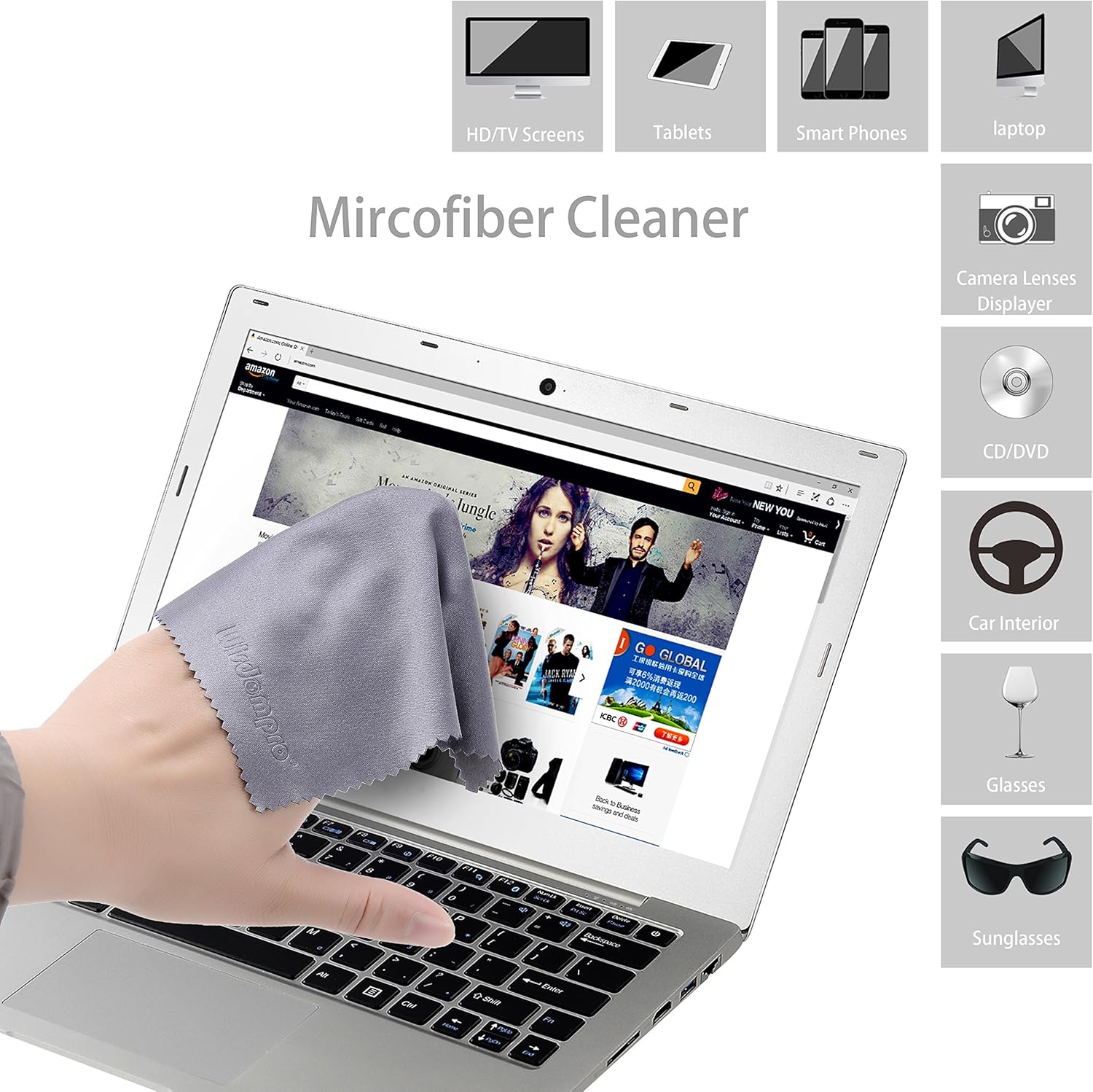 Thumbnail 4 de wisdompro 8-Pack Microfiber Cleaning Cloths for Lenses, Screens and Delicate Surfaces
