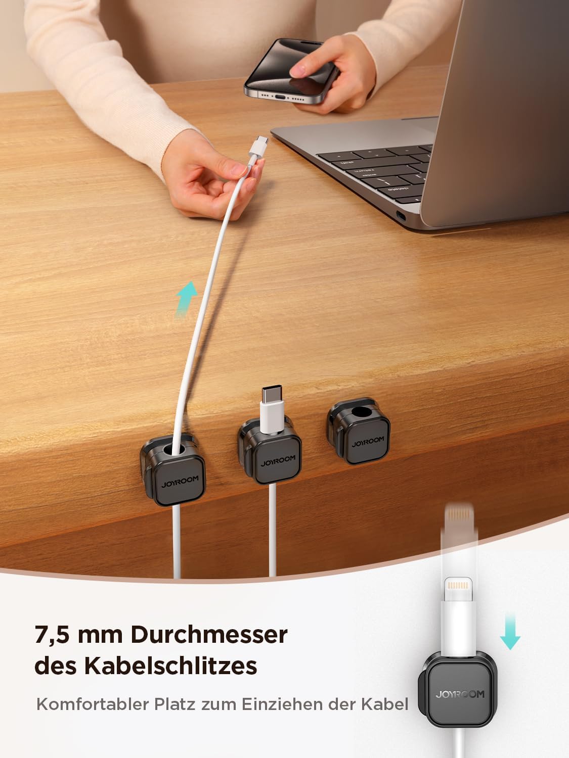 Detalle de Joyroom Kabelhalter 6 Stück verstellbar magnetisch