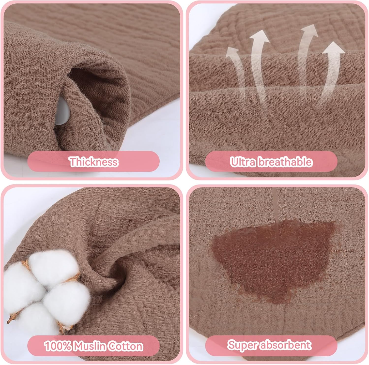 Thumbnail 6 de Yoofoss Baby Bibs 10 Pack 6-layer muslin bibs 🧷