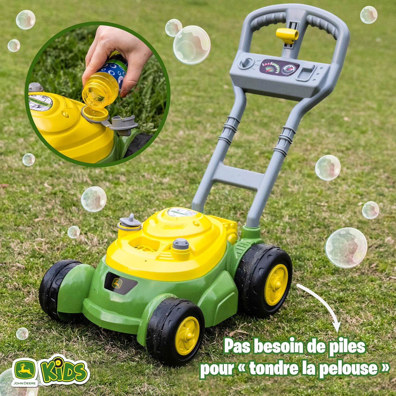Detalle 2 de John Deere Tondeuse à Bulles pour Enfants — Jouet de Jardin avec Bulles, sans piles