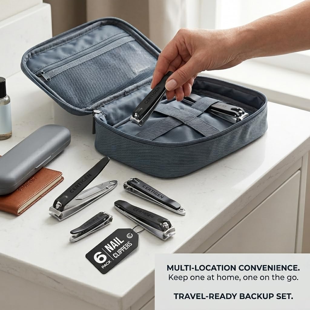 Detalle 2 de Nail Clippers Set 6-Pack: Toenail & Fingernail Clippers for Home and Travel