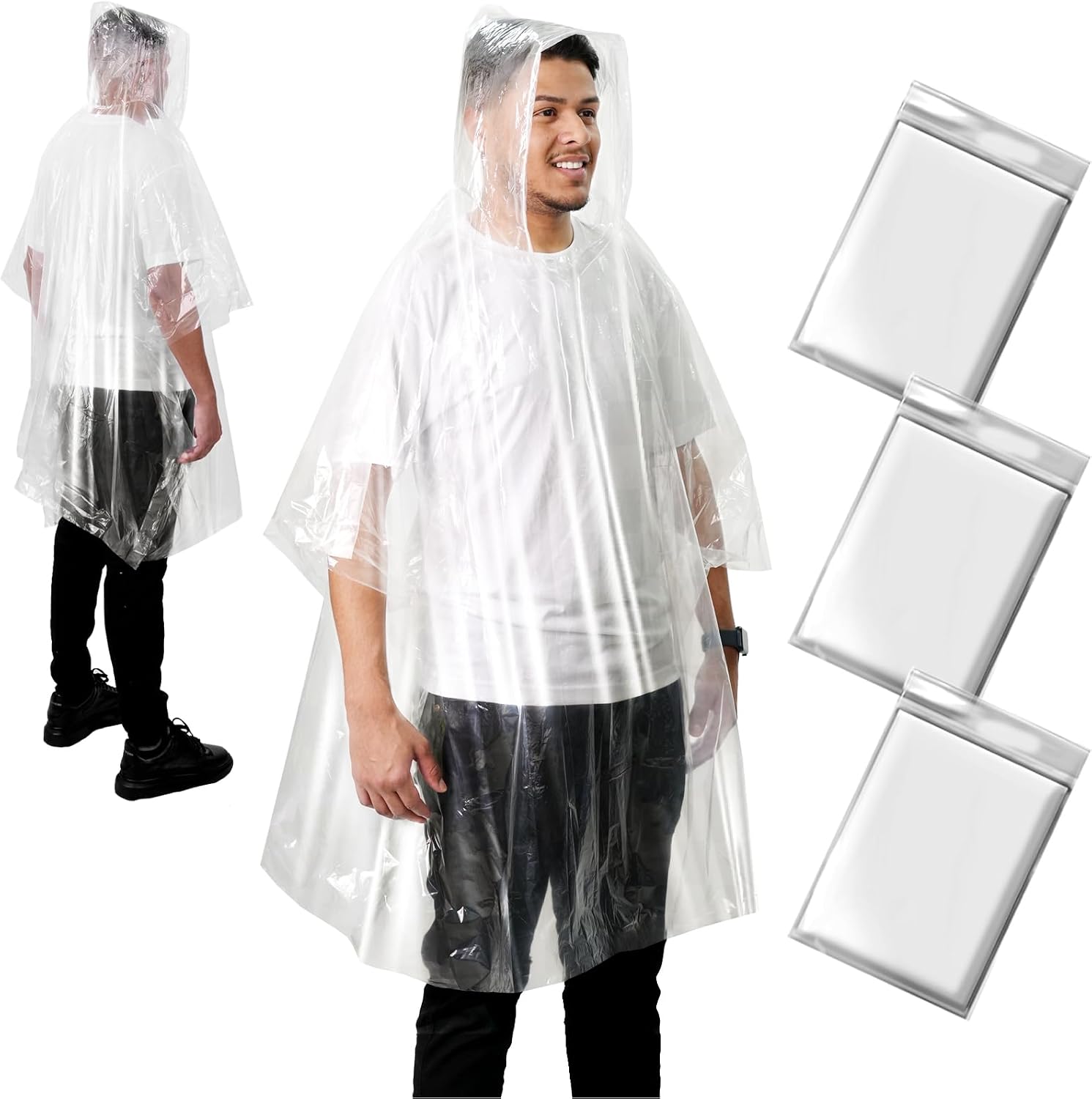 ANYOO Regenponcho Festival – Einweg Regenschutz mit Kapuze, 3/5/10 Stück, wasserdicht und atmungsaktiv