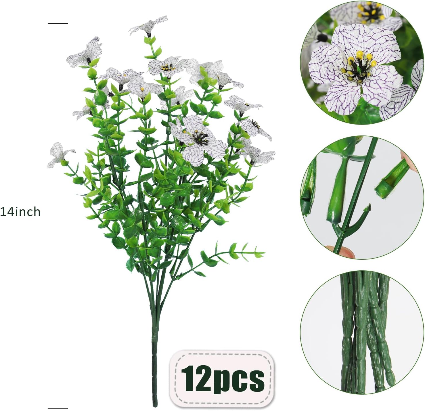 Detalle de RECUTMS Artificial Flowers, 12 Bundles