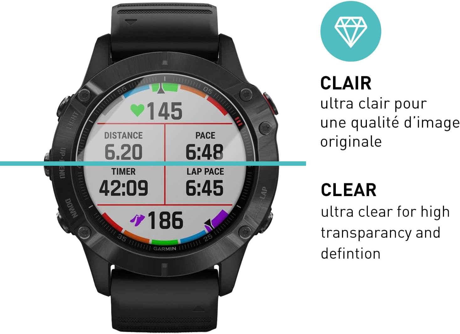Detalle 2 de smartect 3Pack_Garmin_Fenix_6 gehardglas voor Garmin Fenix 6/6 Pro, 9H