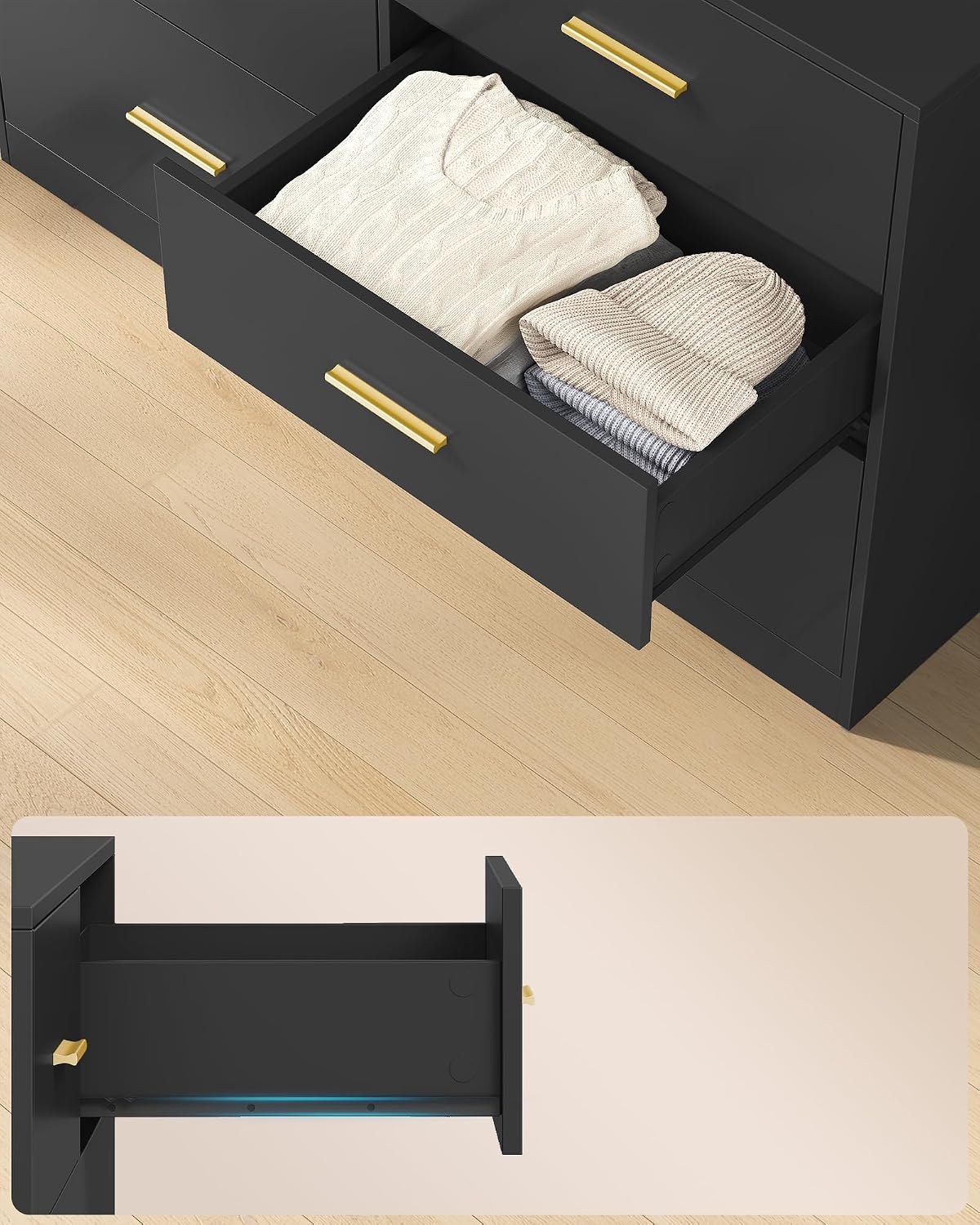 Detalle 1 de VASAGLE Custos Collection LTS416BC01 Chest of Drawers, 6 Drawers, Ink Black