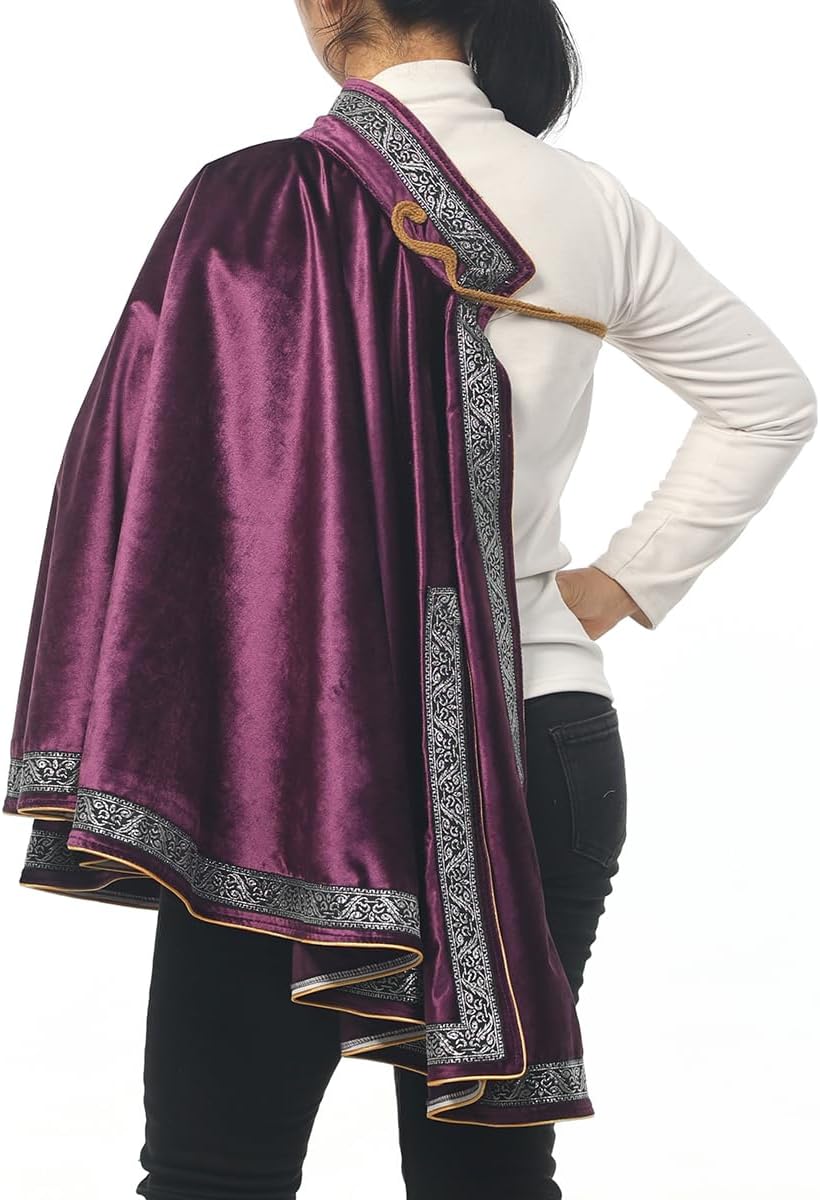 Detalle de UniqKaliber Cape médiévale demi-épaules steampunk – châle Renaissance à lacets pour costume
